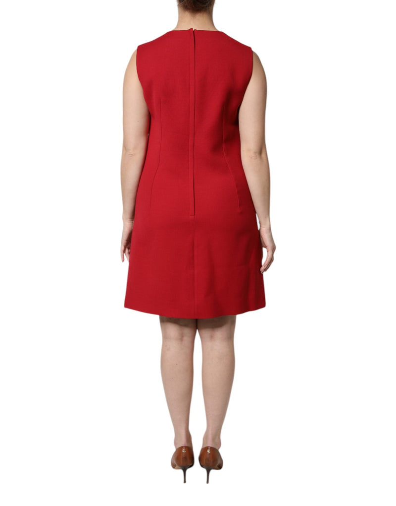 Red Wool Sleeveless Knee Length A-line Dress Dolce & Gabbana