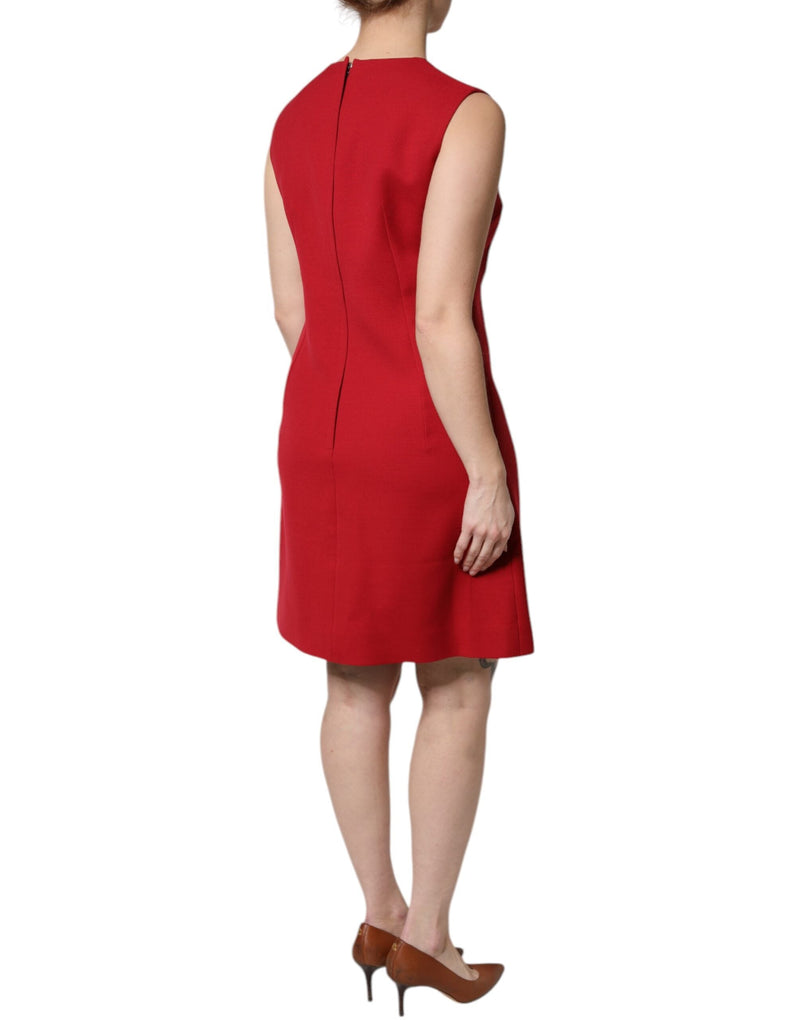 Red Wool Sleeveless Knee Length A-line Dress Dolce & Gabbana