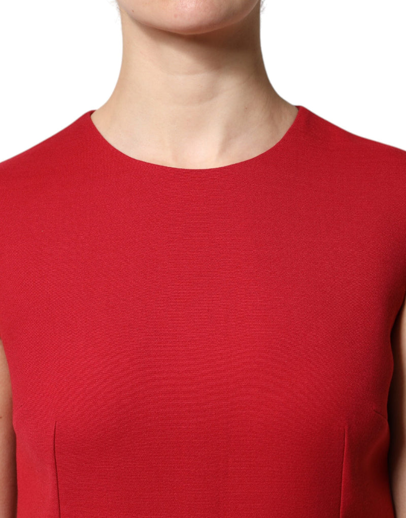 Red Wool Sleeveless Knee Length A-line Dress Dolce & Gabbana