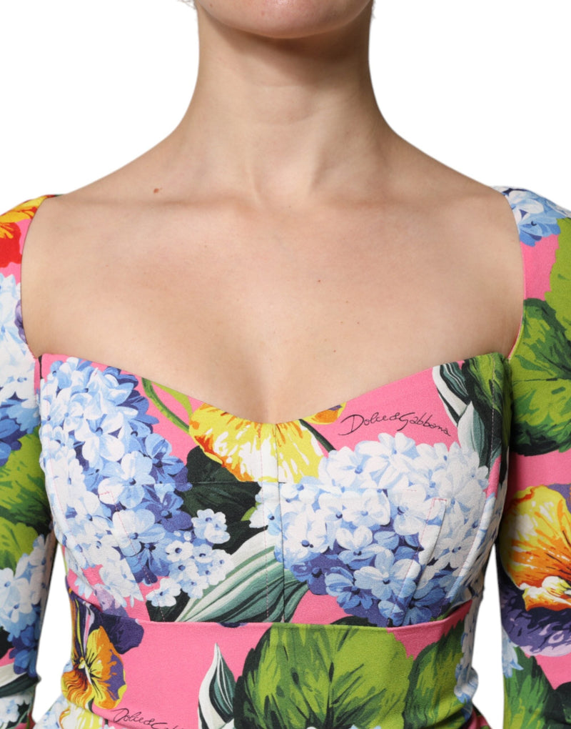 Multicolor Floral Side Slit Midi Dress Dolce & Gabbana