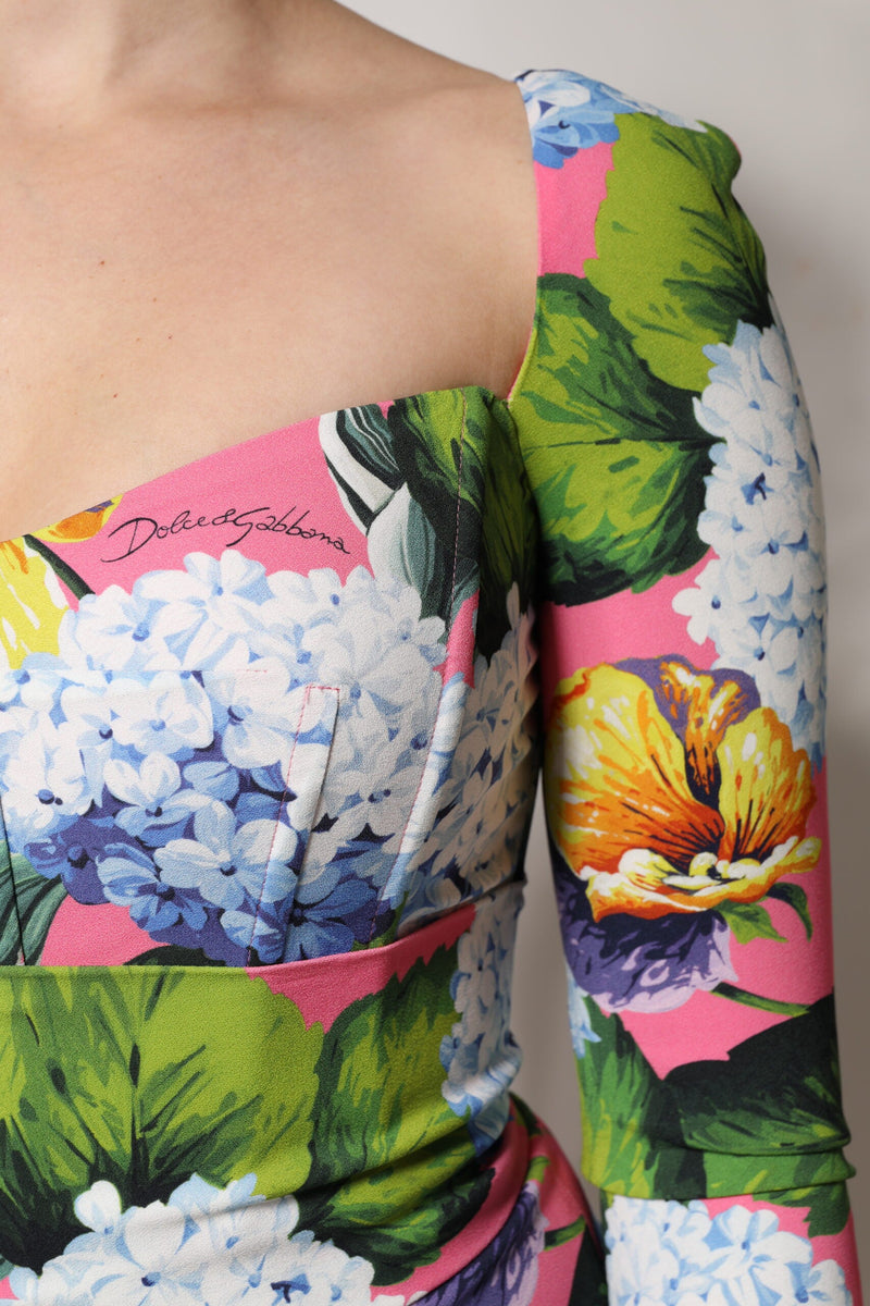 Multicolor Floral Side Slit Midi Dress Dolce & Gabbana