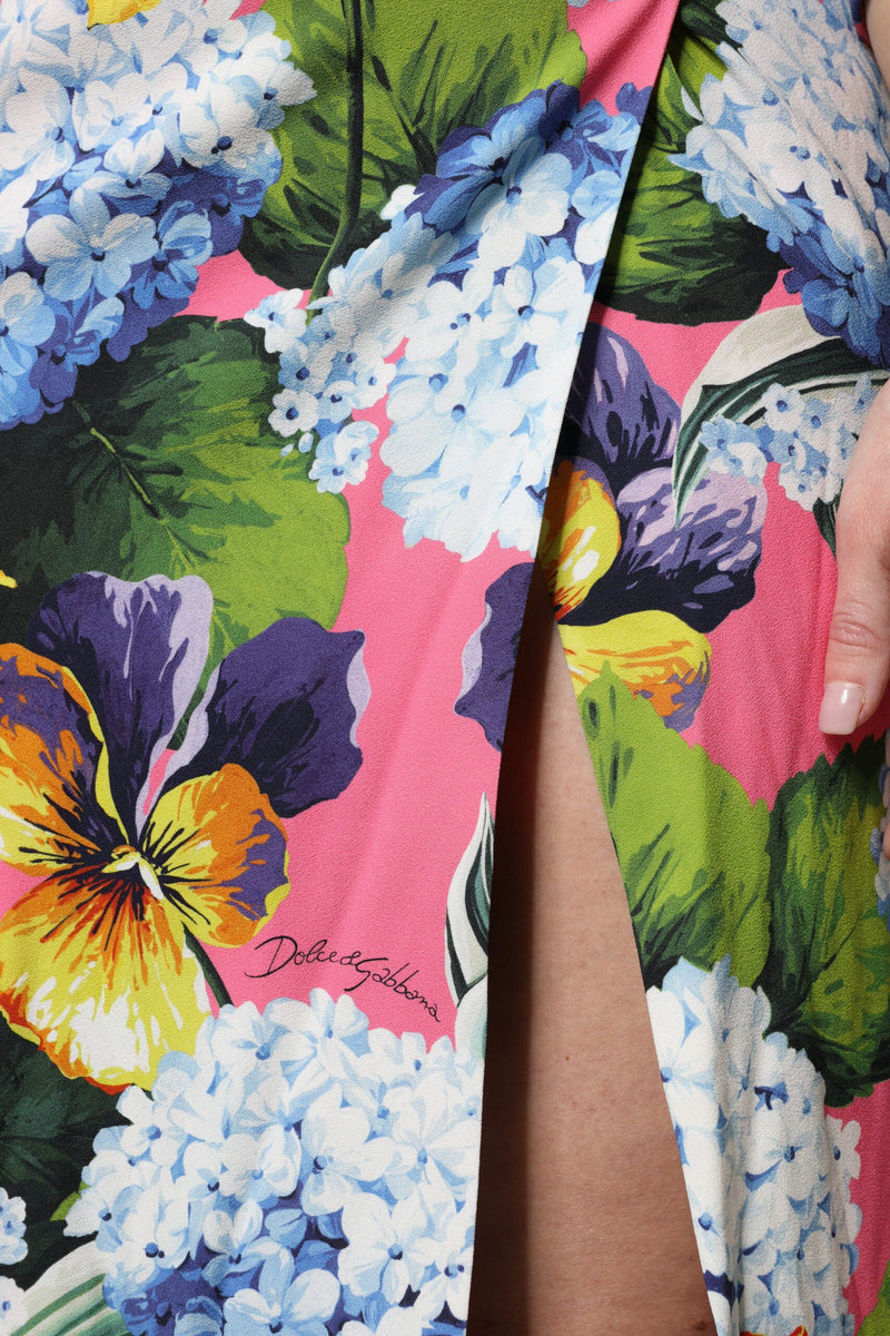 Multicolor Floral Side Slit Midi Dress Dolce & Gabbana