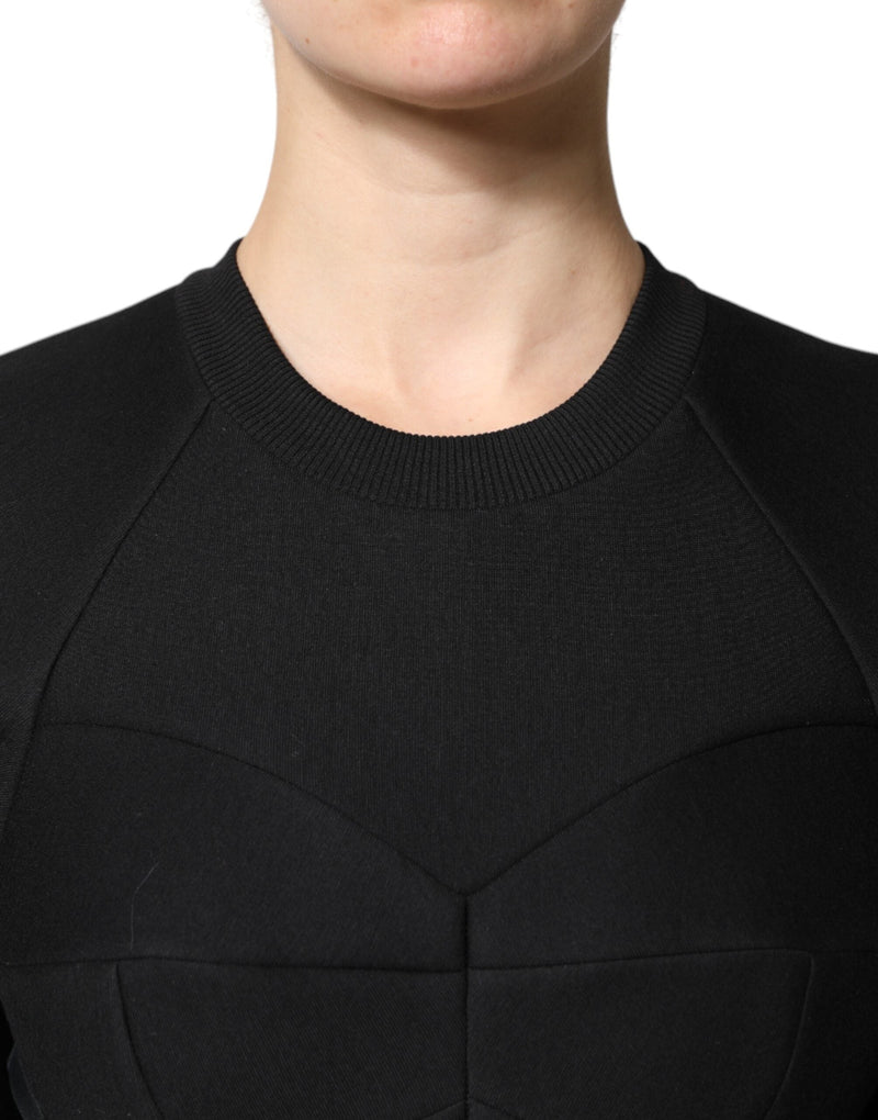 Black Cotton Long Sleeves A-line Mini Dress Dolce & Gabbana