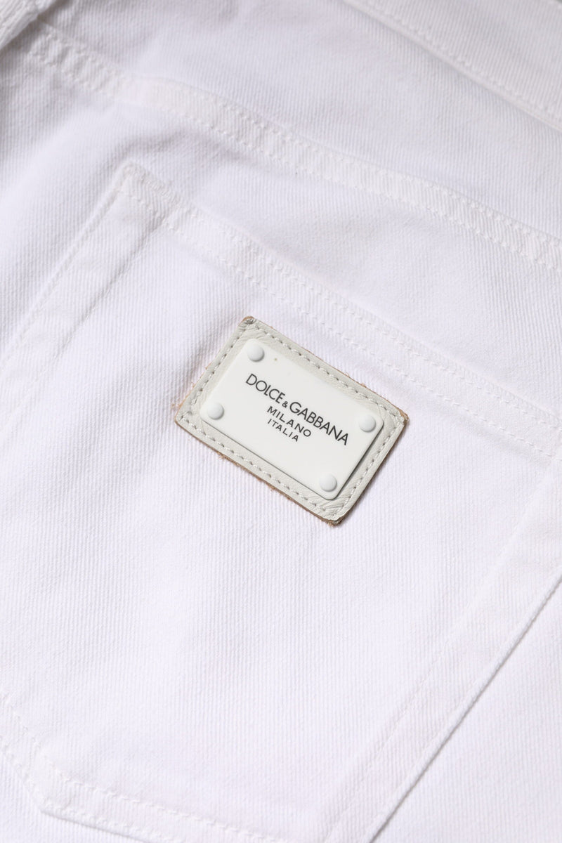 White Cotton Mid Waist Skinny Denim Jeans Dolce & Gabbana