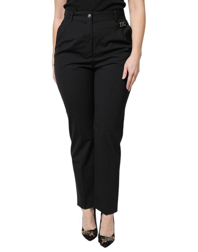 Black Polyester High Waist Dress Pants Dolce & Gabbana
