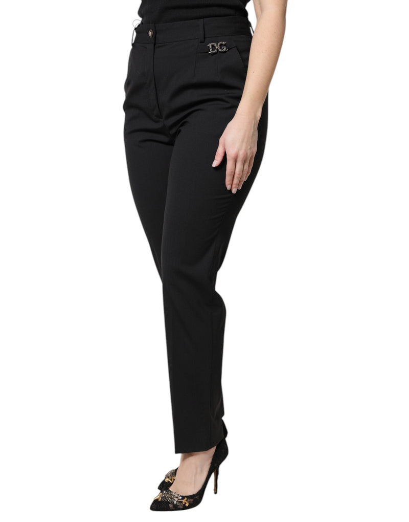 Black Polyester High Waist Dress Pants Dolce & Gabbana