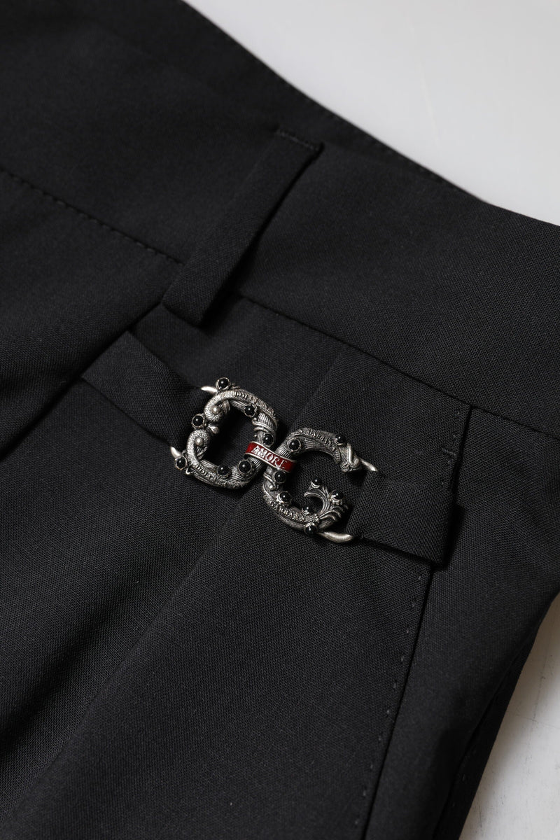Black Polyester High Waist Dress Pants Dolce & Gabbana