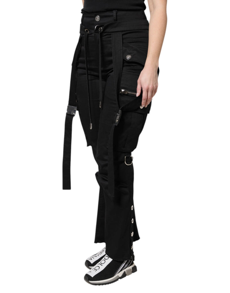 Black Cotton High Waist Cargo Pants Dolce & Gabbana
