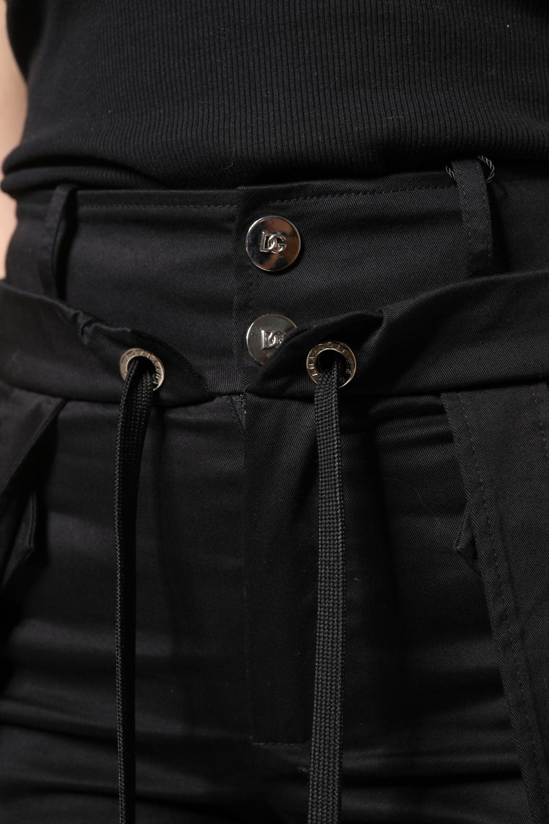 Black Cotton High Waist Cargo Pants Dolce & Gabbana