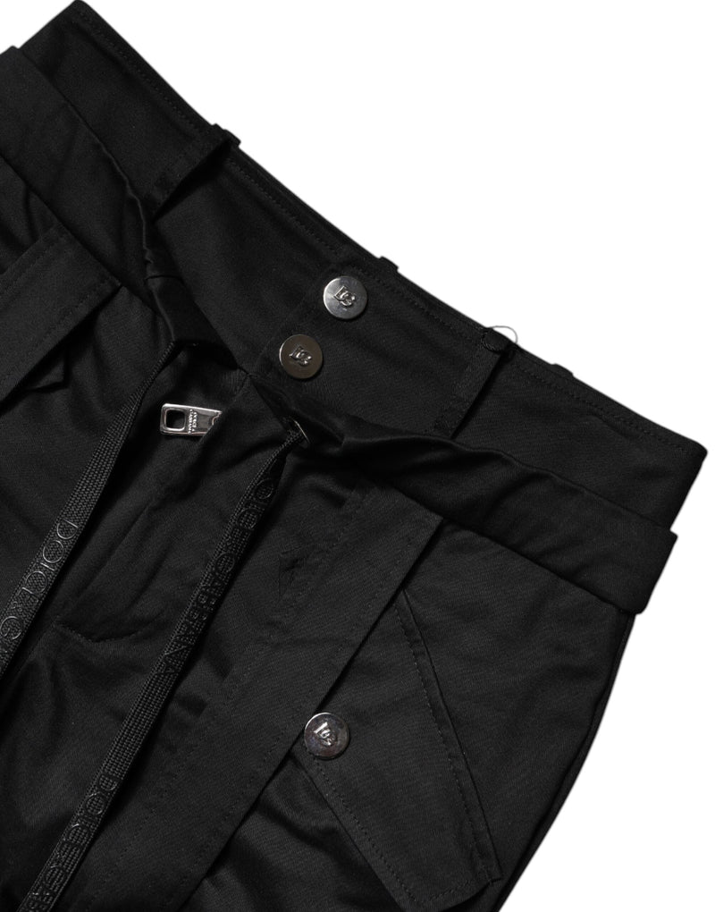Black Cotton High Waist Cargo Pants Dolce & Gabbana
