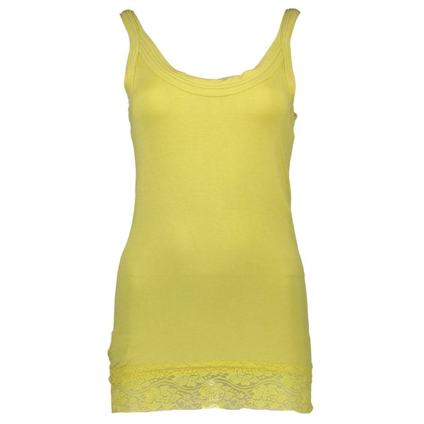 Yellow Cotton Womens Tank with Lace Detail Silvian Heach