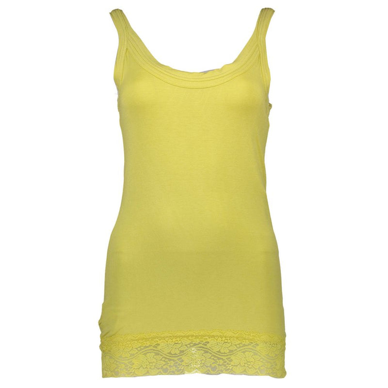 Yellow Cotton Womens Tank with Lace Detail Silvian Heach