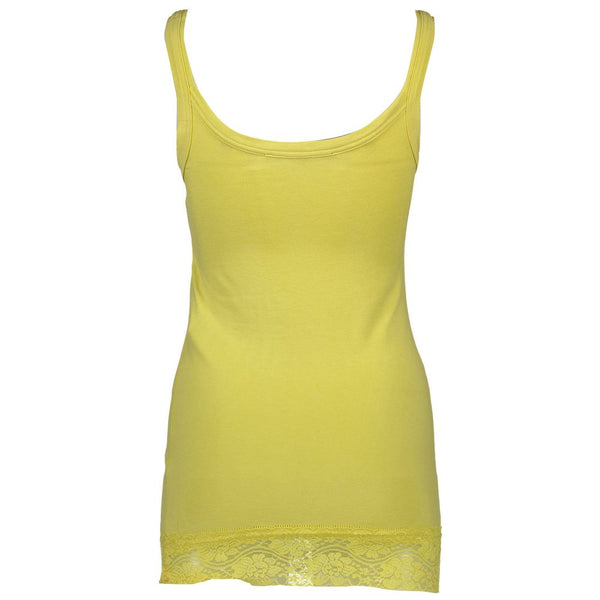 Yellow Cotton Womens Tank with Lace Detail Silvian Heach