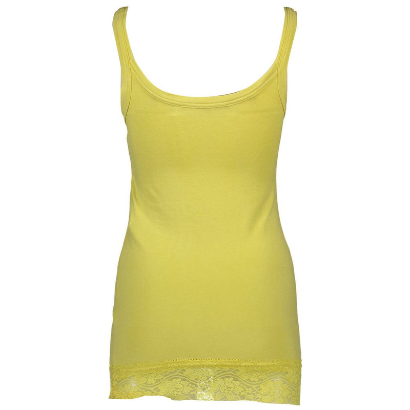 Yellow Cotton Womens Tank with Lace Detail Silvian Heach