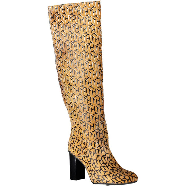 Beige Leather Women Boot Tommy Hilfiger