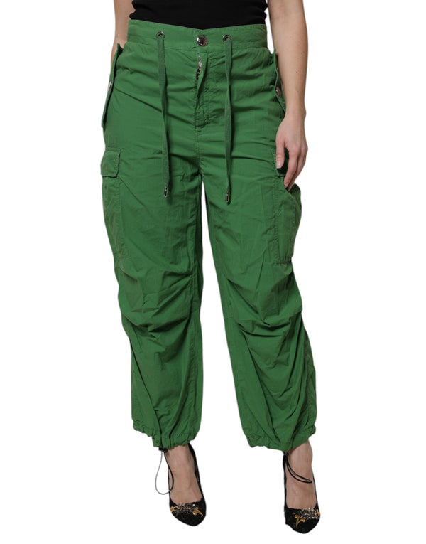 Green Cotton High Waist Cargo Pants Dolce & Gabbana