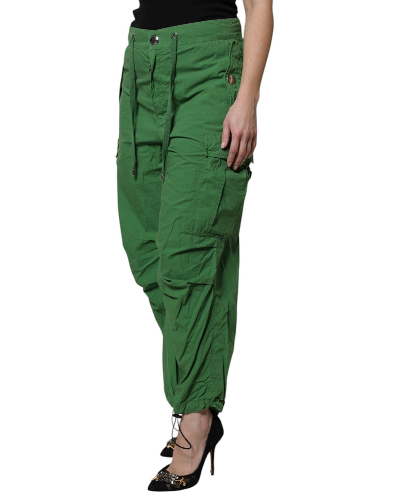 Green Cotton High Waist Cargo Pants Dolce & Gabbana