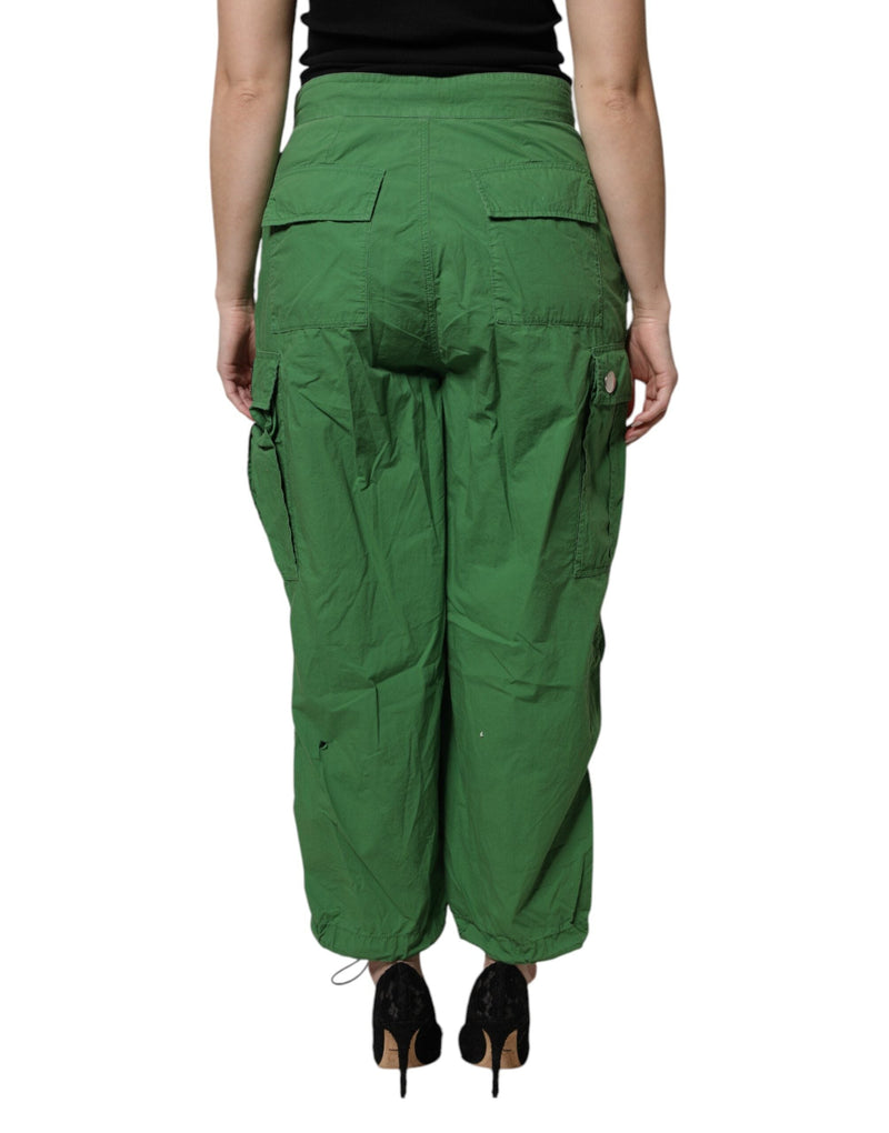 Green Cotton High Waist Cargo Pants Dolce & Gabbana
