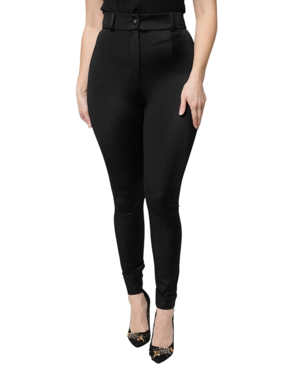 Black Nylon High Waist Slim Fit Pants Dolce & Gabbana