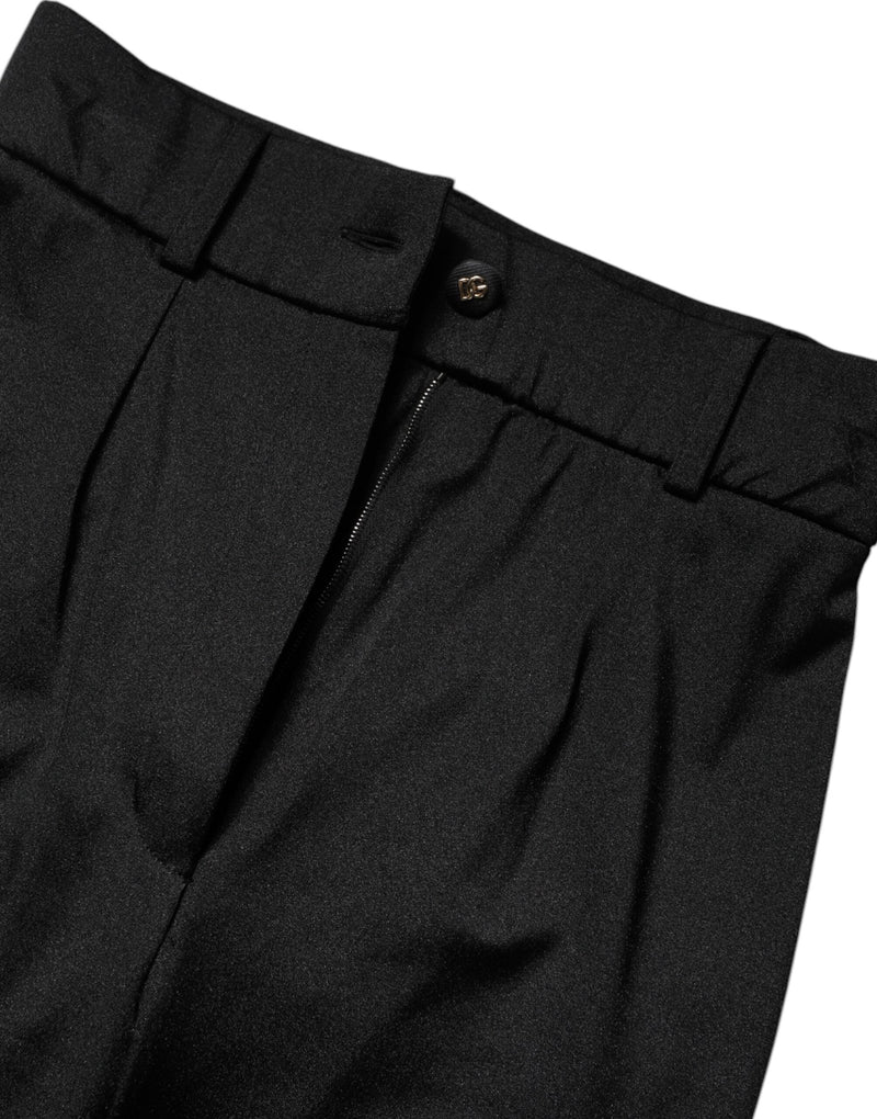 Black Nylon High Waist Slim Fit Pants Dolce & Gabbana