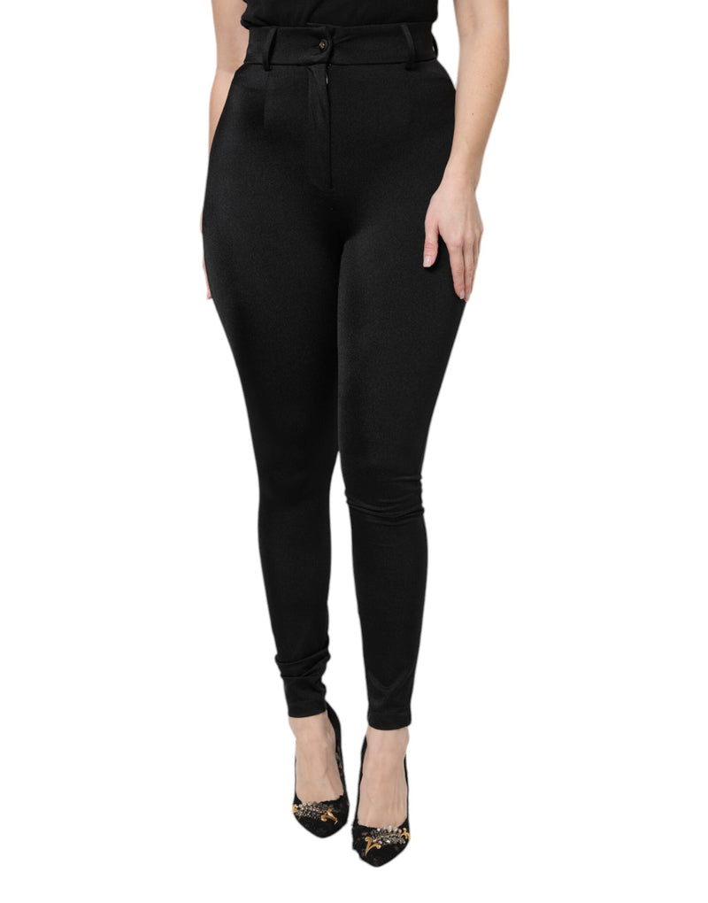 Black Nylon High Waist Slim Fit Pants Dolce & Gabbana
