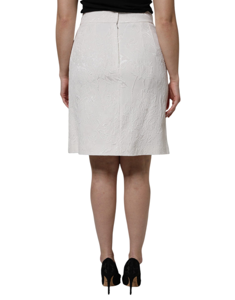 White High Waist Knee Length Pencil Skirt Dolce & Gabbana