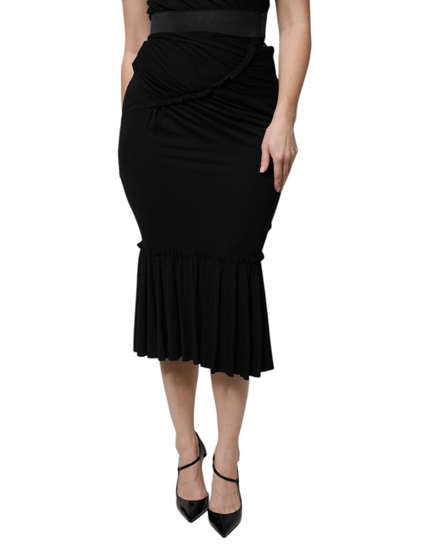Black Mermaid Cut High Waist Midi Skirt Dolce & Gabbana