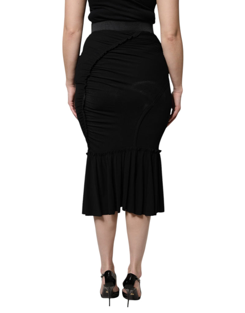 Black Mermaid Cut High Waist Midi Skirt Dolce & Gabbana