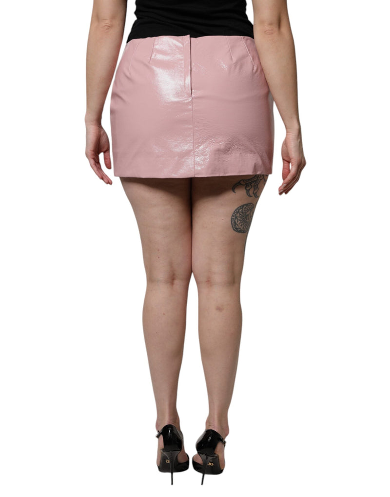 Glossy Pink Cotton High Waist Mini Skirt Dolce & Gabbana