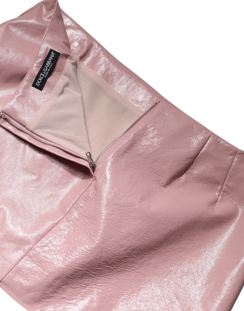 Glossy Pink Cotton High Waist Mini Skirt Dolce & Gabbana