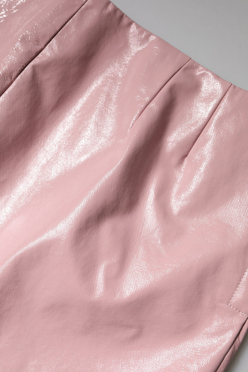 Glossy Pink Cotton High Waist Mini Skirt Dolce & Gabbana