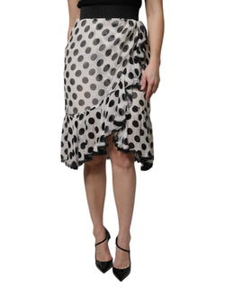White Black Polka Dots Knee Length Skirt Dolce & Gabbana