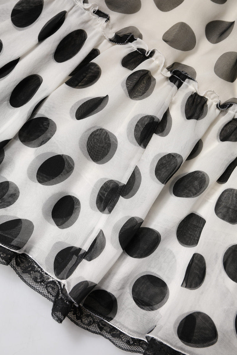White Black Polka Dots Knee Length Skirt Dolce & Gabbana