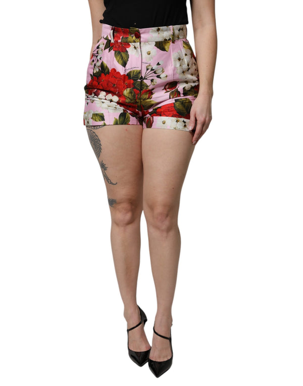 Pink Floral Print High Waist Hotpants Short Dolce & Gabbana