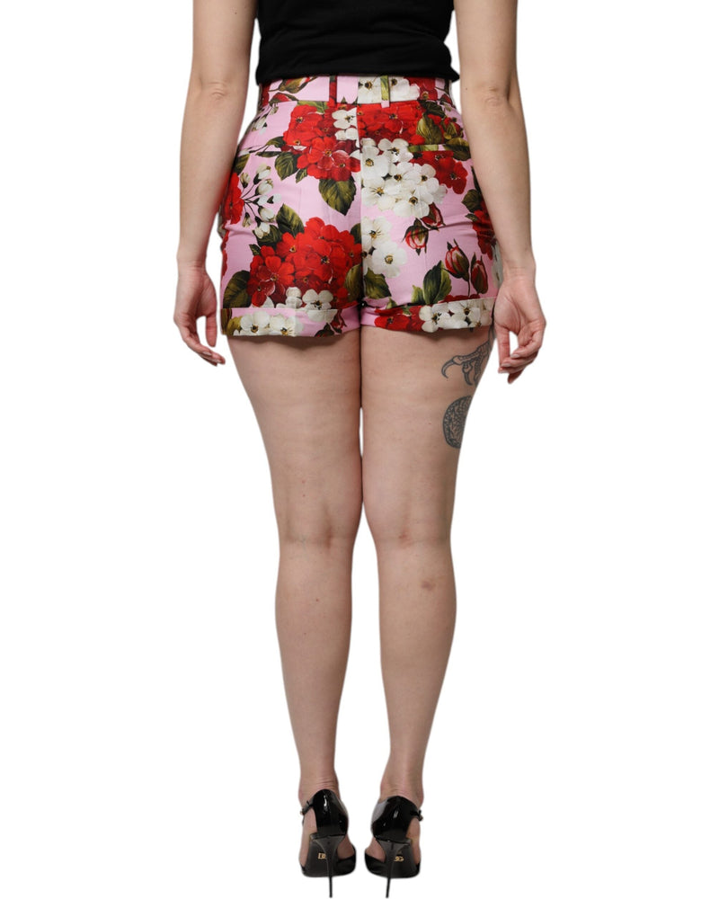 Pink Floral Print High Waist Hotpants Short Dolce & Gabbana