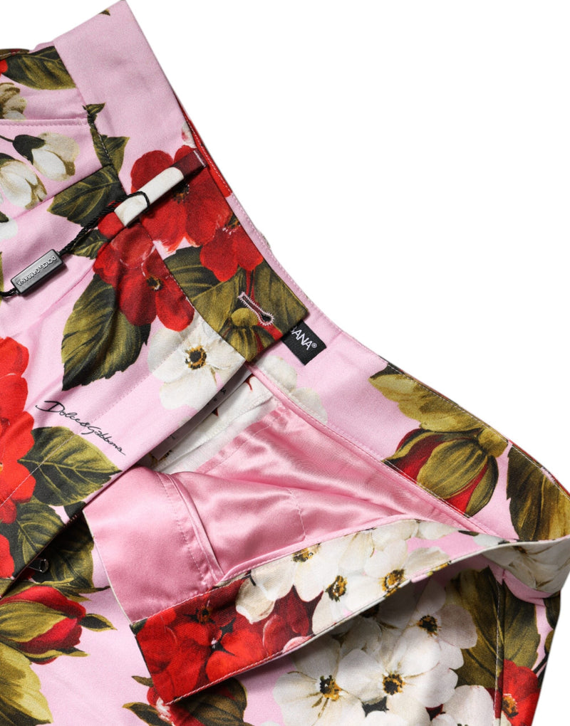 Pink Floral Print High Waist Hotpants Short Dolce & Gabbana