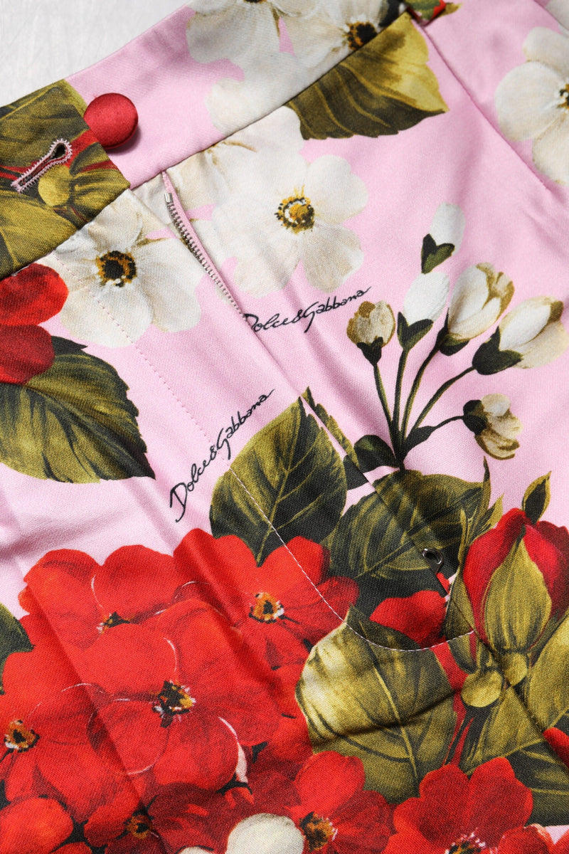 Pink Floral Print High Waist Hotpants Short Dolce & Gabbana