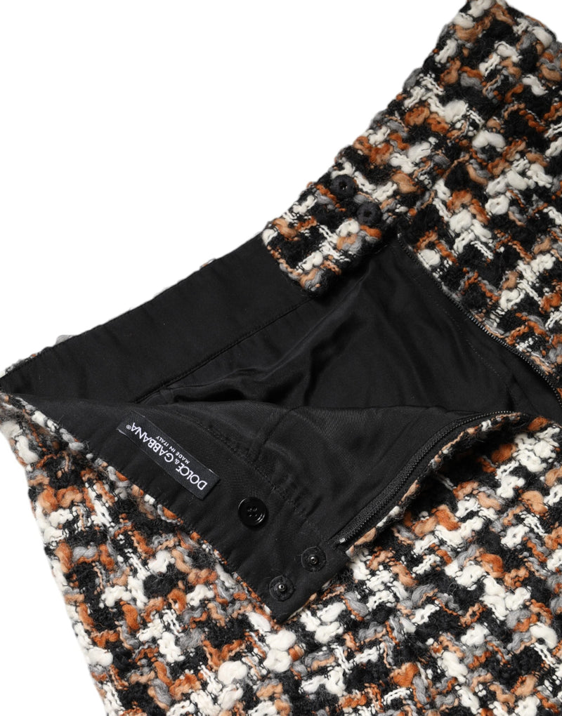 Multicolor High Waist Tartan Tweed Mini Skirt Dolce & Gabbana