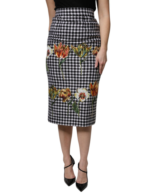 Multicolor Floral Print High Waist Pencil Cut Skirt Dolce & Gabbana
