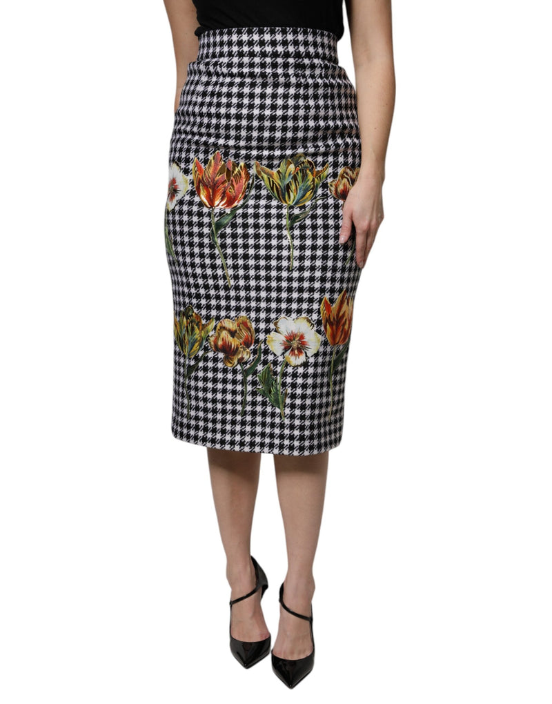 Multicolor Floral Print High Waist Pencil Cut Skirt Dolce & Gabbana