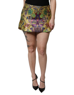 Multicolor Floral Jacquard Mid Waist Mini Skirt Dolce & Gabbana