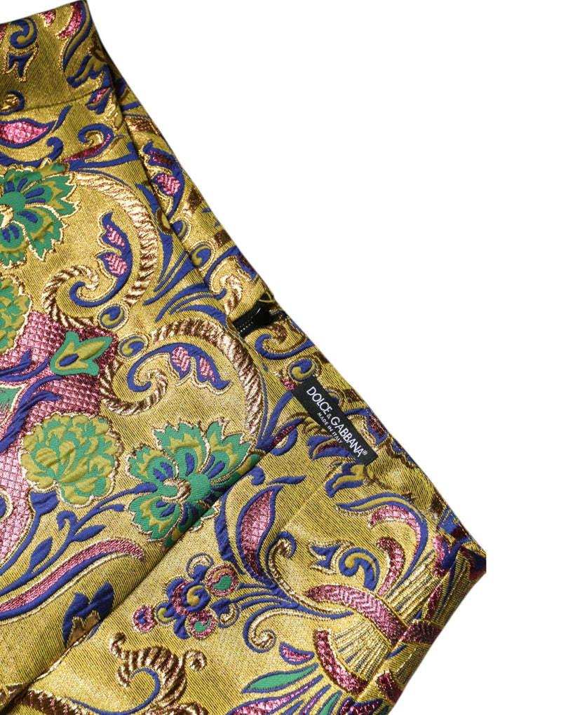 Multicolor Floral Jacquard Mid Waist Mini Skirt Dolce & Gabbana