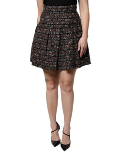 Multicolor High Waist Tartan Tweed Mini Skirt Dolce & Gabbana