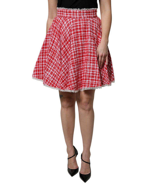 Red White High Waist A-line Above Knee Skirt Dolce & Gabbana