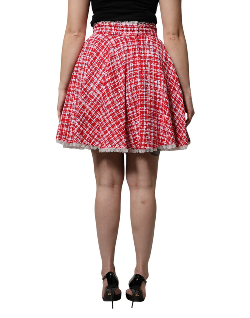 Red White High Waist A-line Above Knee Skirt Dolce & Gabbana