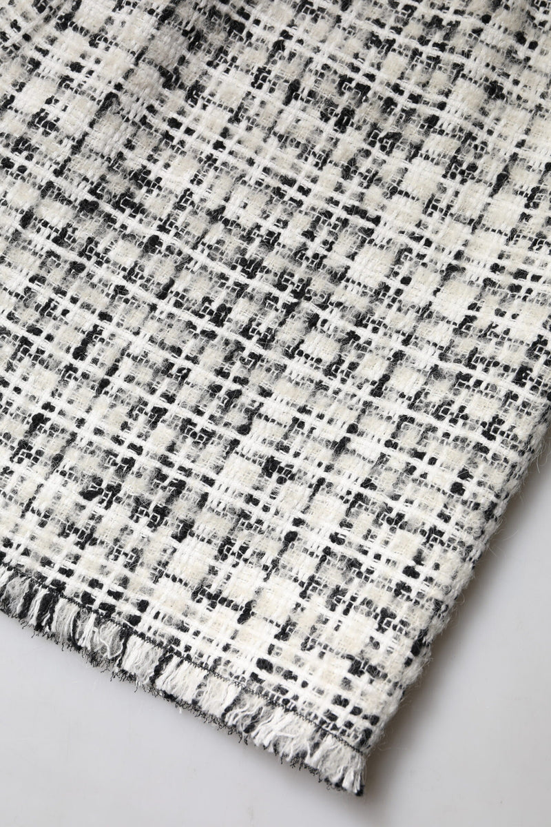 White Black High Waist Tartan Tweed Mini Skirt Dolce & Gabbana