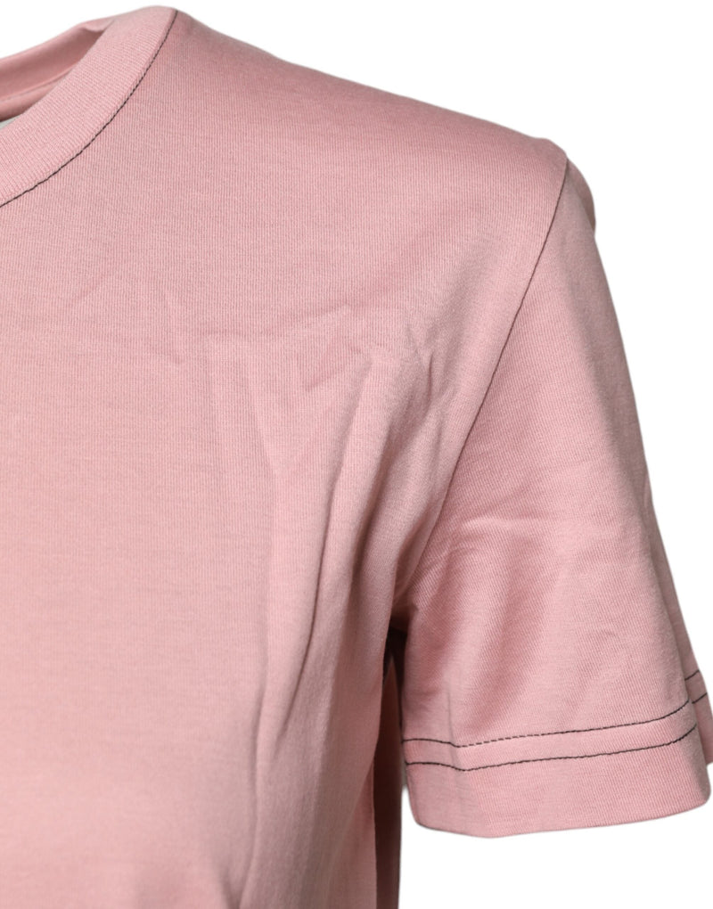 Pink Logo Print Cotton Crew Neck T-shirt Dolce & Gabbana
