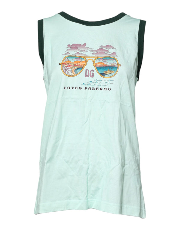 Light Green Graphic Print Sleeveless Tank T-shirt Dolce & Gabbana