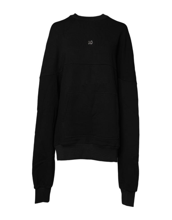 Black Cotton Crew Neck Sweatshirt Sweater Dolce & Gabbana