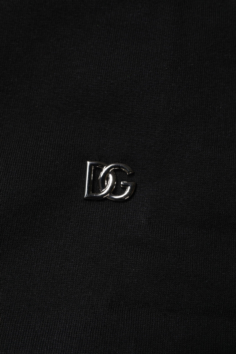Black Cotton Crew Neck Sweatshirt Sweater Dolce & Gabbana